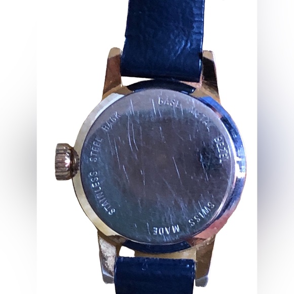 (939)Vintage VIRGIN ISLANDS DE LUXE NIB Swiss  Automatic Watch blue leather band - Picture 5 of 5